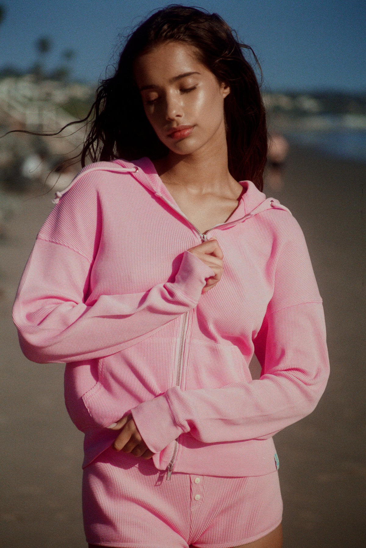 Weekend Thermal Hoodie - Blush | Frankies Bikinis