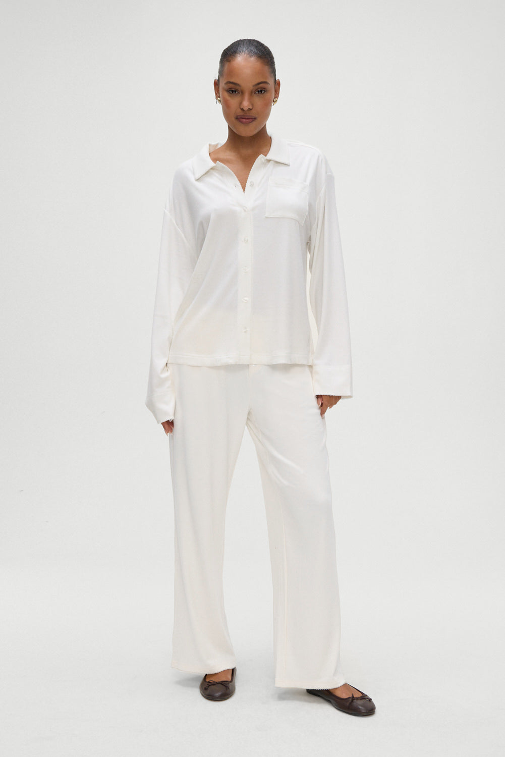 Rory Long Sleeve Sleep Shirt - Seashell | Frankies Bikinis