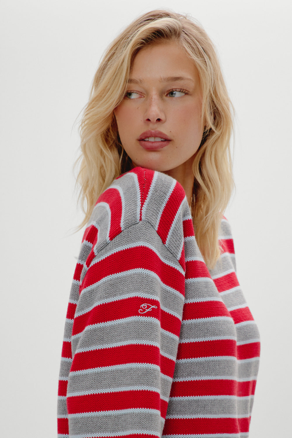 Sloane Oversized Knit Sweater - Cloud Cover Stripe | Frankies Bikinis