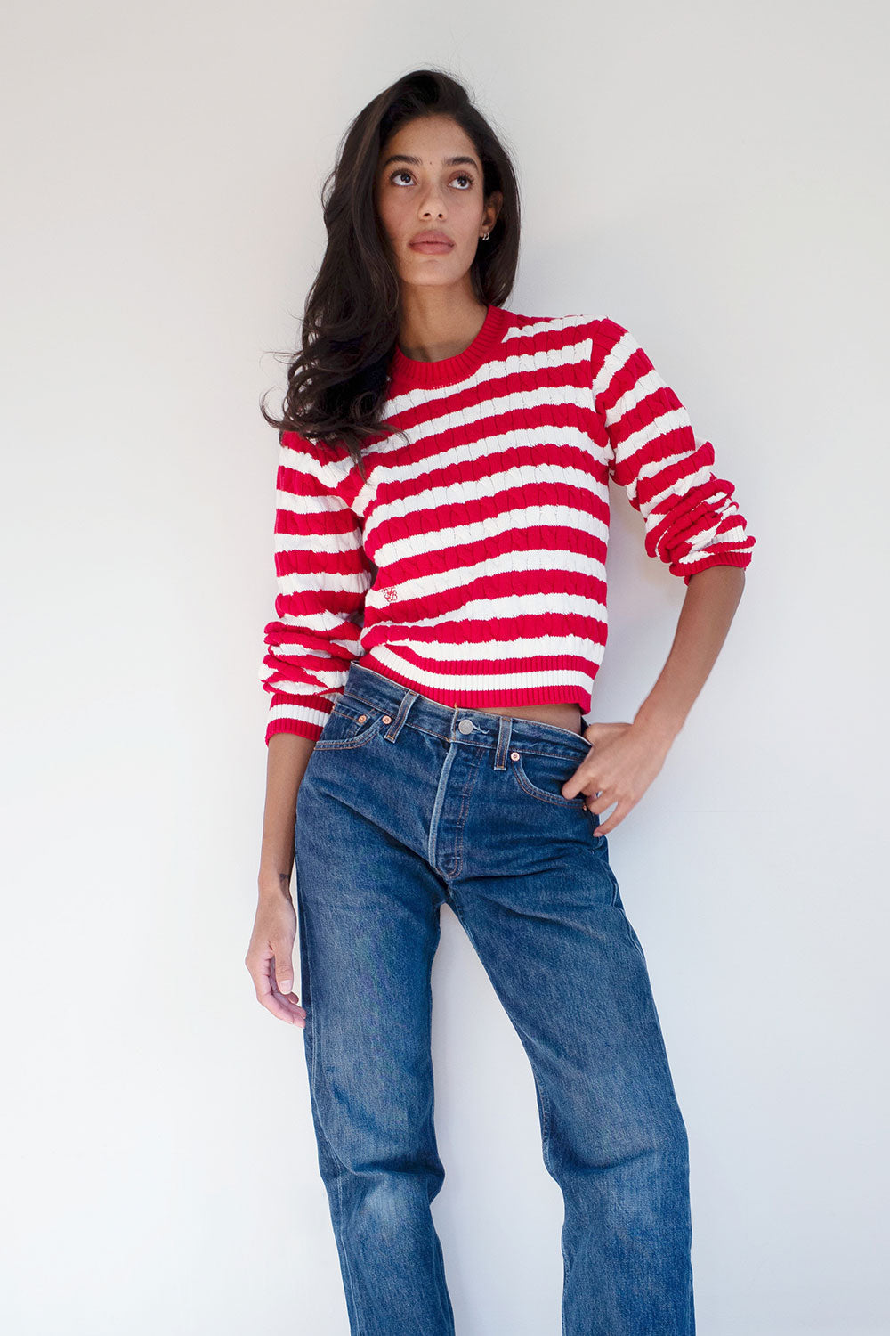 Varsity Cable Knit Sweater - Heartstrings Stripe | Frankies Bikinis