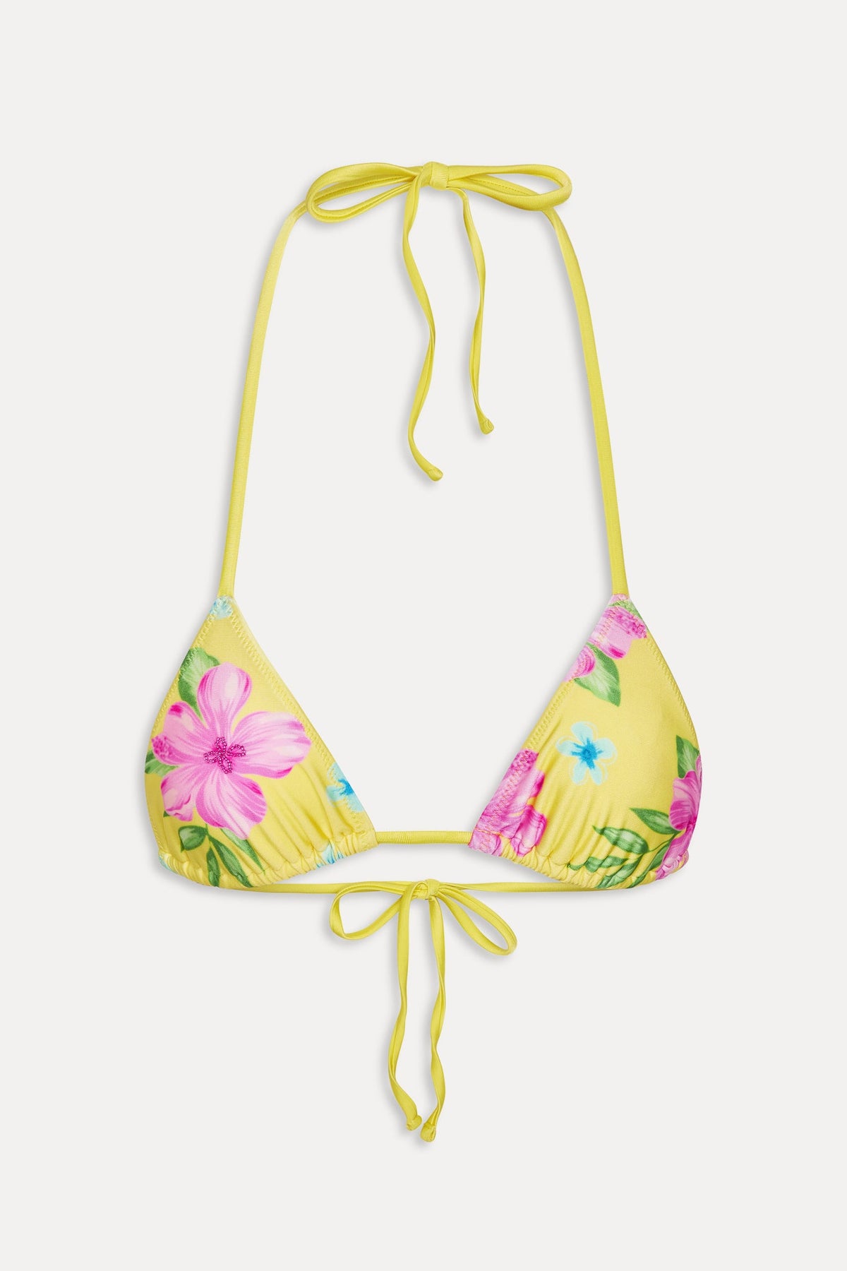 Nick Satin Beaded Bikini Top - Hibiscus Lemonade | Frankies Bikinis