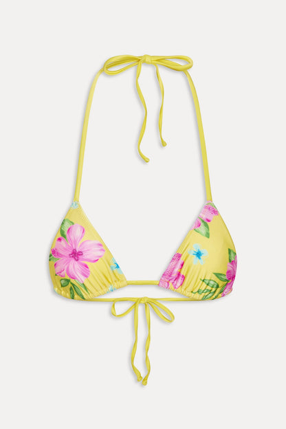 Nick Satin Beaded Bikini Top - Hibiscus Lemonade | Frankies Bikinis