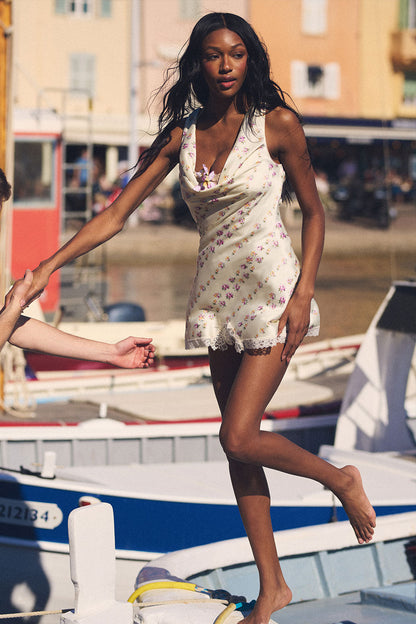 Chloe Silk Mini Dress - Chateau Floral | Frankies Bikinis