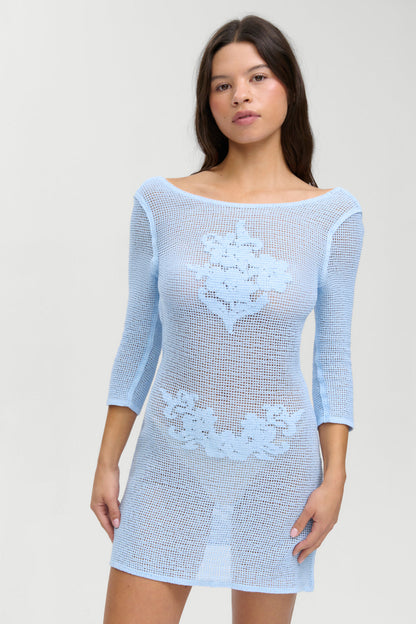 Le Jardin Crochet Mini Dress - Blue Jay | Frankies Bikinis