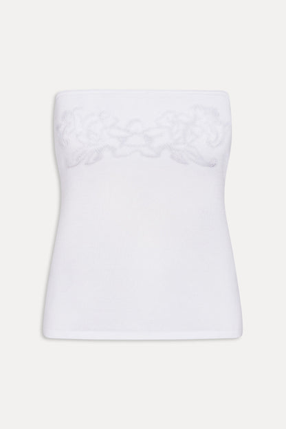 Margot Knit Tube Top - White Hibiscus | Frankies Bikinis
