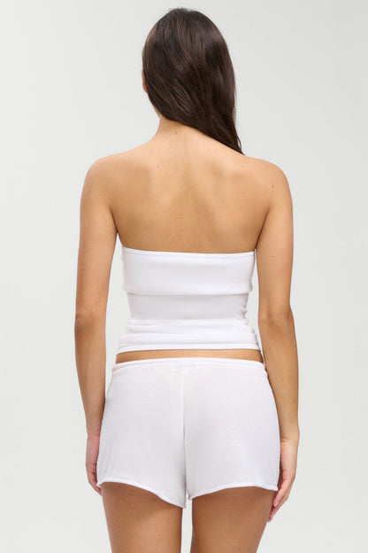 Margot Knit Tube Top - White Hibiscus | Frankies Bikinis