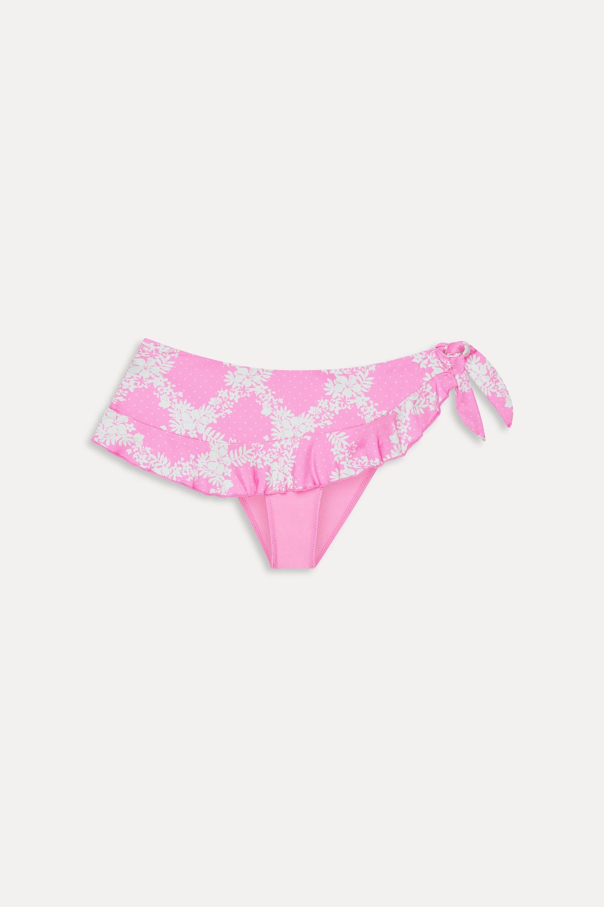 Farah Satin Swim Skirt - Tropical Pink Polka Dot | Frankies Bikinis