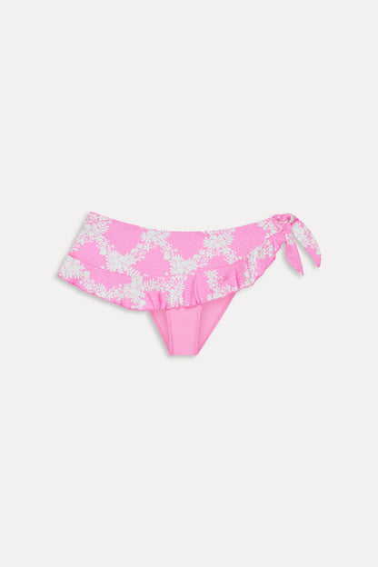 Farah Satin Swim Skirt - Tropical Pink Polka Dot | Frankies Bikinis