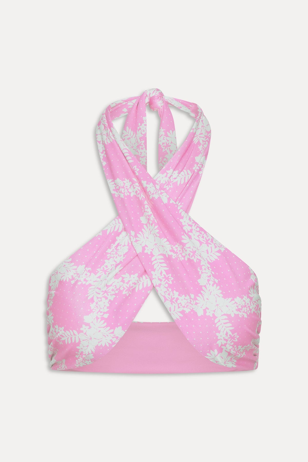 Forever Satin Wrap Bikini Top - Tropical Pink Polka Dot | Frankies Bikinis