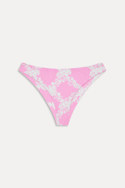 Marina Satin Cheeky Bikini Bottom - Tropical Pink Polka Dot | Frankies Bikinis