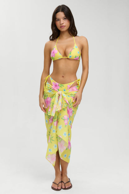 Alessia Floral Cotton Sarong - Hibiscus Lemonade | Frankies Bikinis