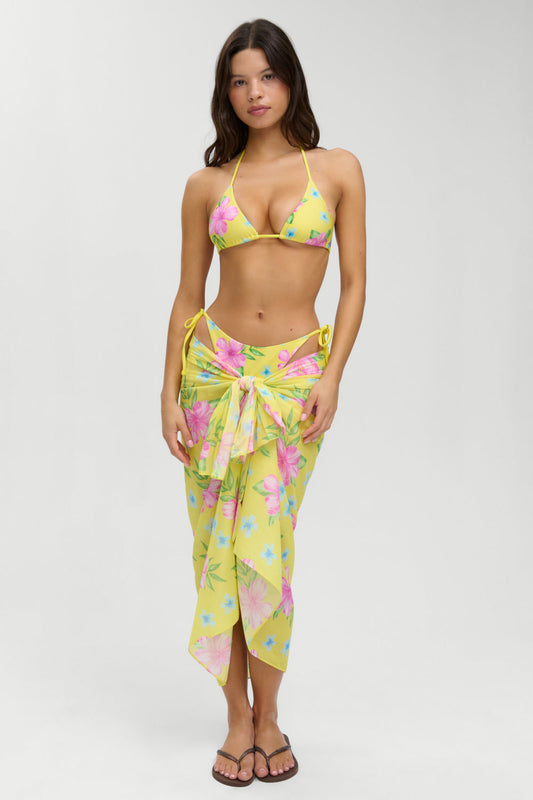 Alessia Floral Cotton Sarong - Hibiscus Lemonade | Frankies Bikinis