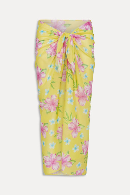 Alessia Floral Cotton Sarong - Hibiscus Lemonade | Frankies Bikinis