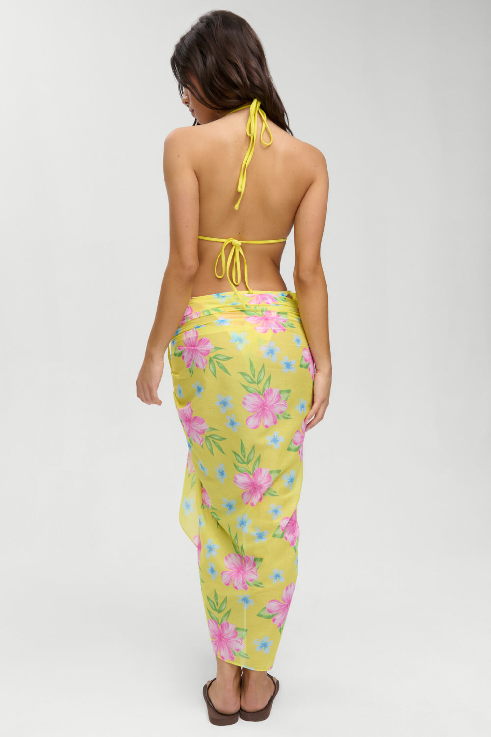 Alessia Floral Cotton Sarong - Hibiscus Lemonade | Frankies Bikinis