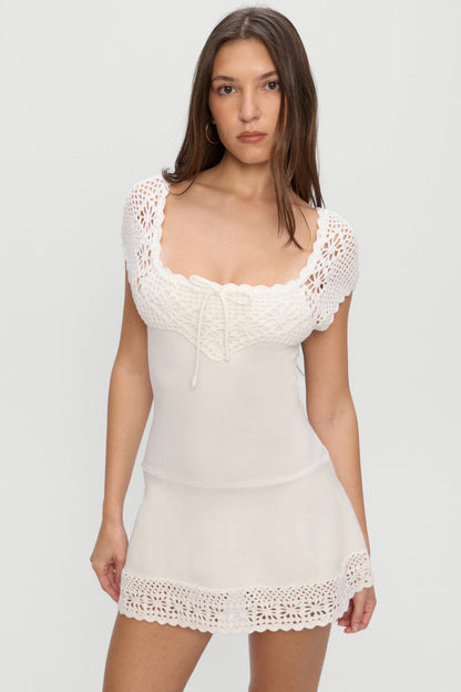 Lover Crochet Knit Mini Dress - White | Frankies Bikinis