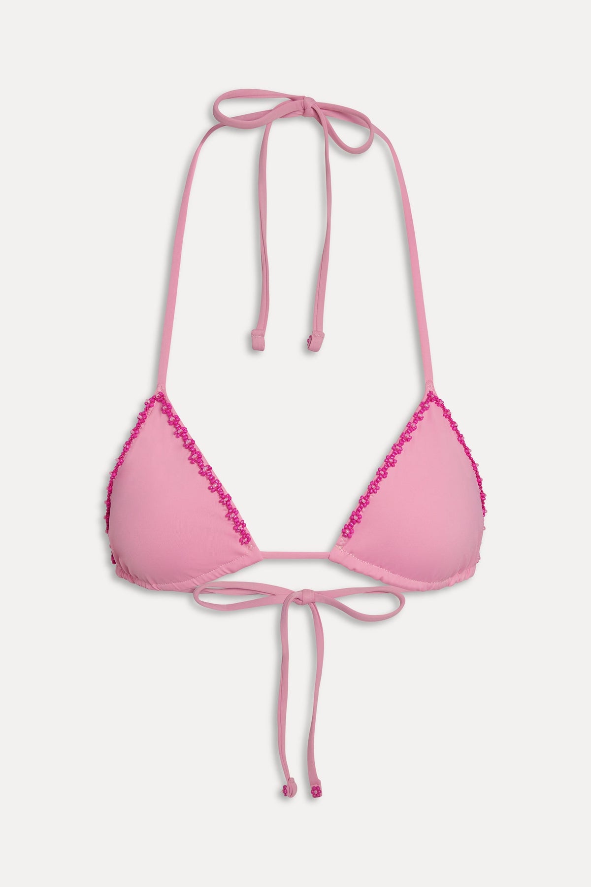 Nick Beaded Triangle Bikini Top - Pastel Pink | Frankies Bikinis