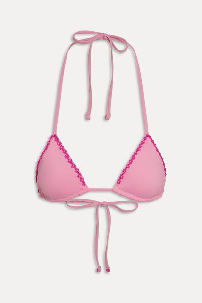 Nick Beaded Triangle Bikini Top - Pastel Pink | Frankies Bikinis