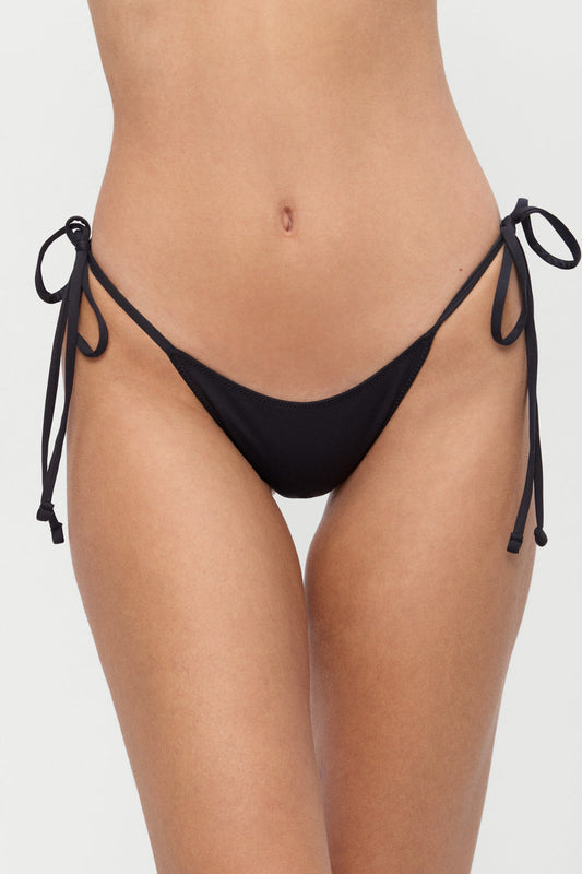 Mackenzie Cheeky String Bikini Bottom - Black | Frankies Bikinis