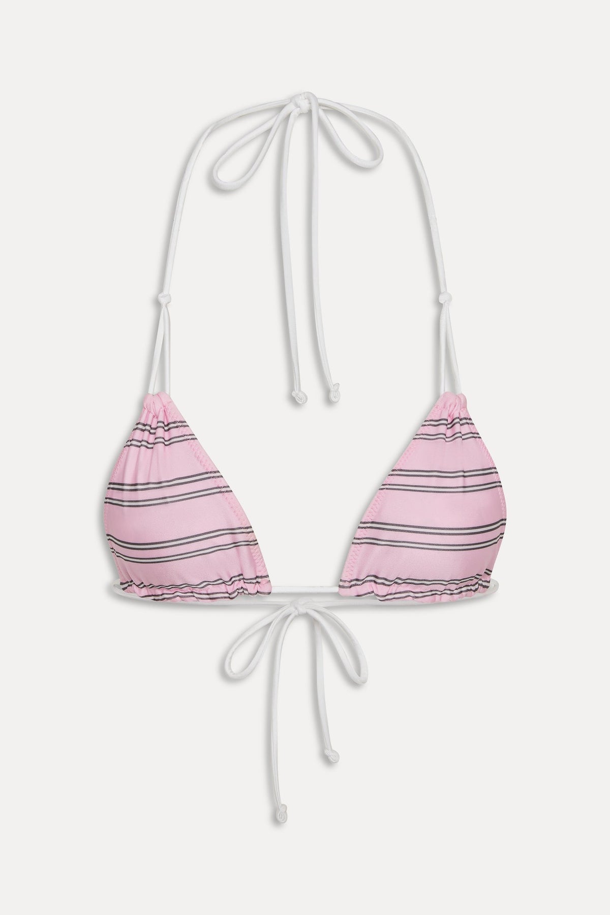 Ari Reversible Satin Bikini Top - Pink Stripe | Frankies Bikinis