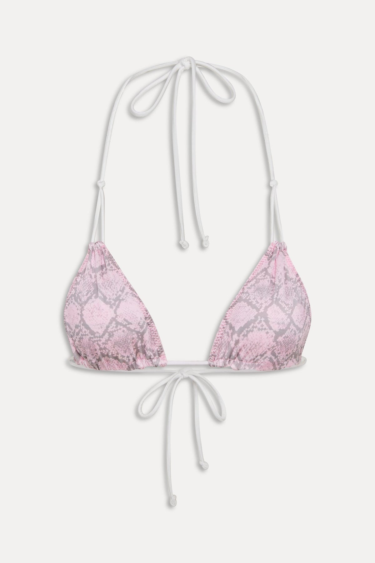 Ari Reversible Satin Bikini Top - Pink Stripe | Frankies Bikinis