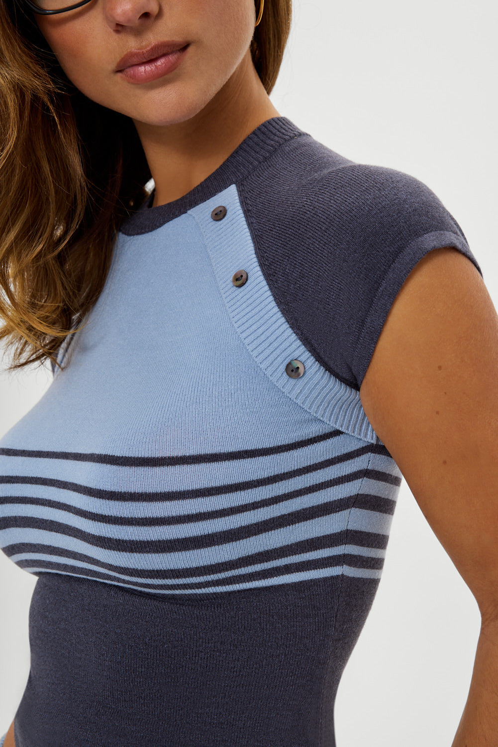 Shore Knit Shirt - Stone Stripe | Frankies Bikinis