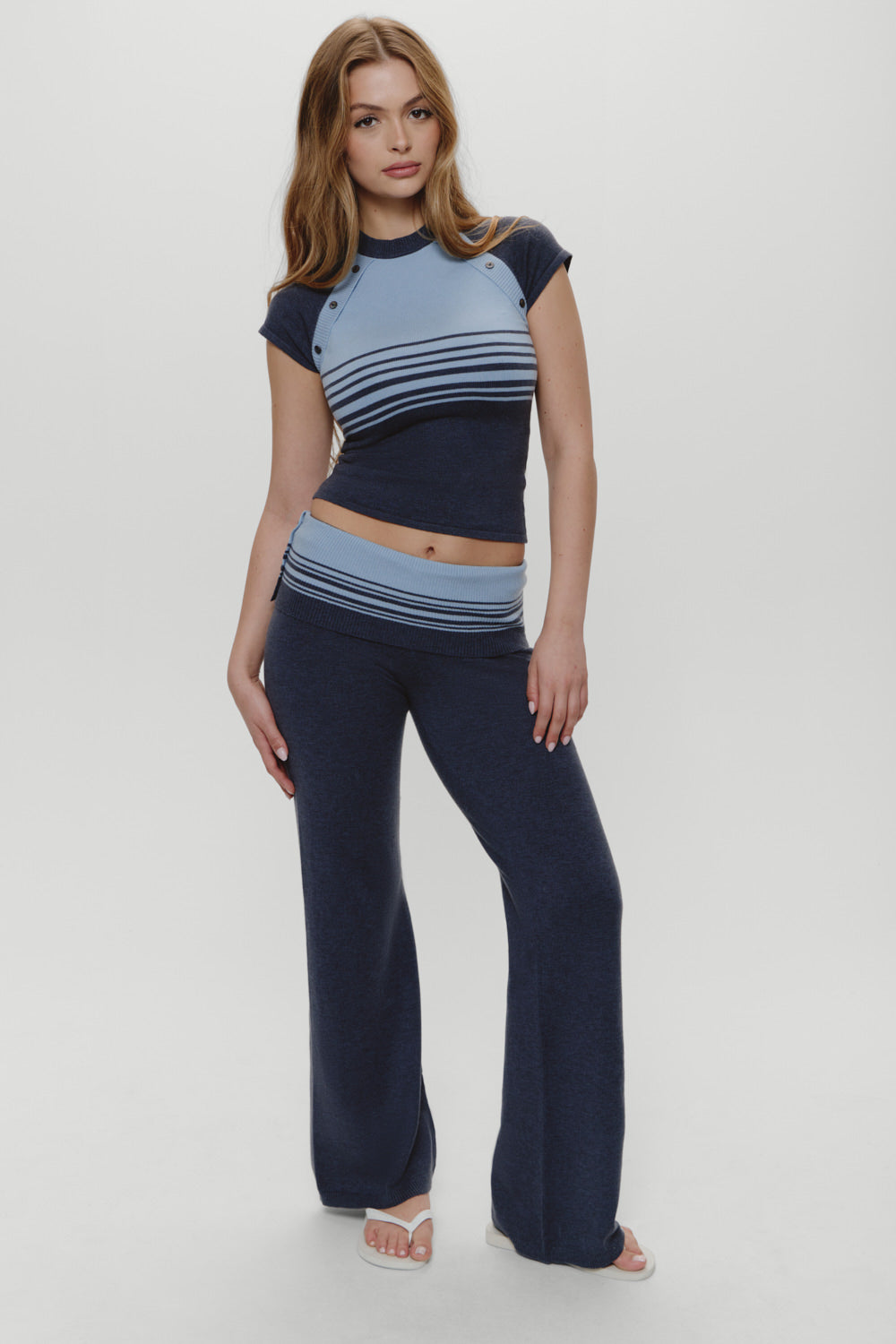 Shore Low Rise Knit Pants - Stone Stripe | Frankies Bikinis
