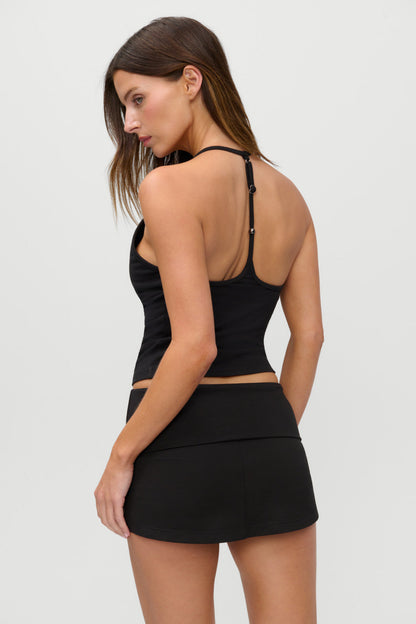 x JENNIE Chantal Foldover Mini Skort - Black | Frankies Bikinis