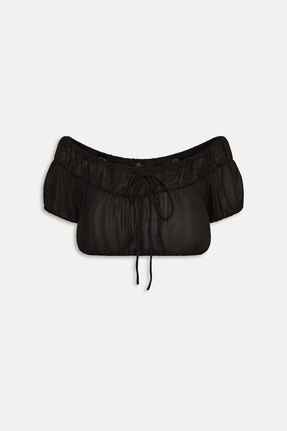 Paulina Cropped Blouse - Black | Frankies Bikinis