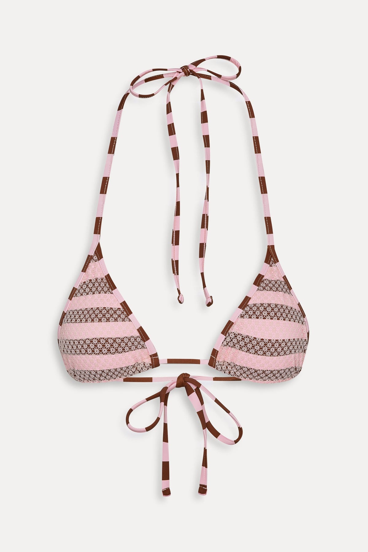 Nick Mesh Striped Bikini Top - Strawberry Chocolate | Frankies Bikinis