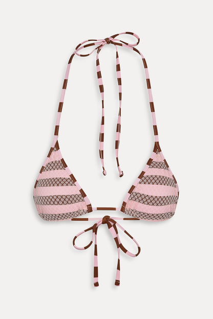 Nick Mesh Striped Bikini Top - Strawberry Chocolate | Frankies Bikinis