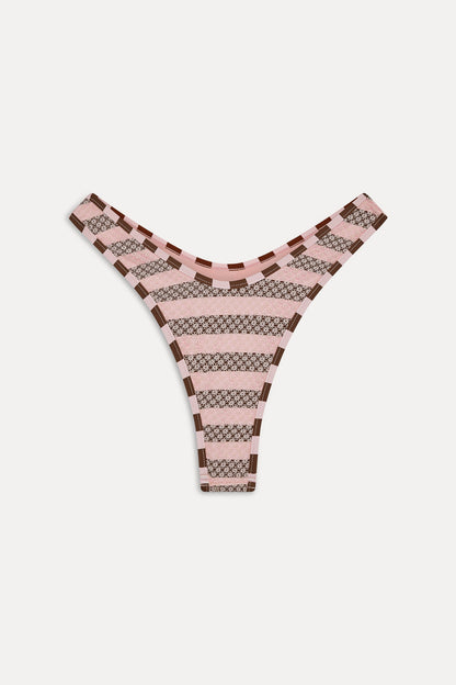 Full Moon Striped Bikini Bottom - Strawberry Chocolate | Frankies Bikinis