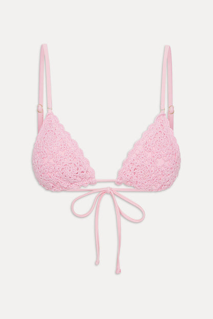 Elena Crochet Shine Bikini Top - Blush | Frankies Bikinis