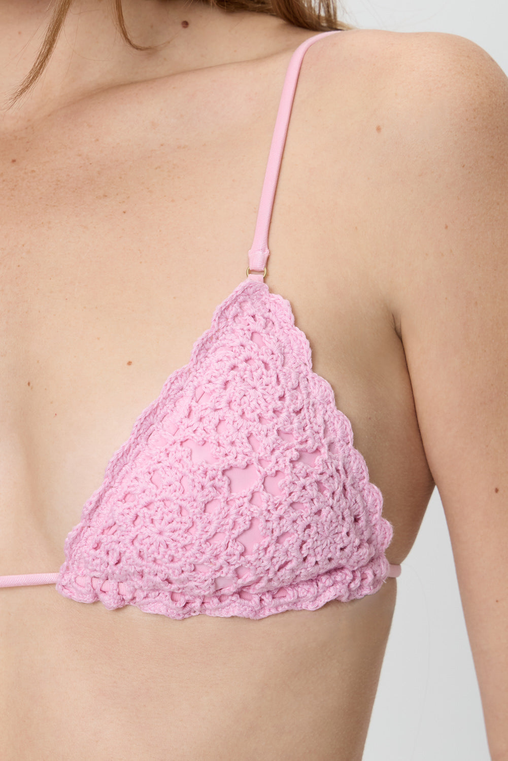Elena Crochet Shine Bikini Top - Blush | Frankies Bikinis
