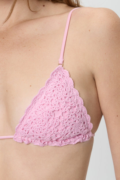 Elena Crochet Shine Bikini Top - Blush | Frankies Bikinis