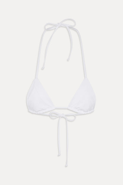 Sky Triangle Halter Bikini Top - Optic White | Frankies Bikinis