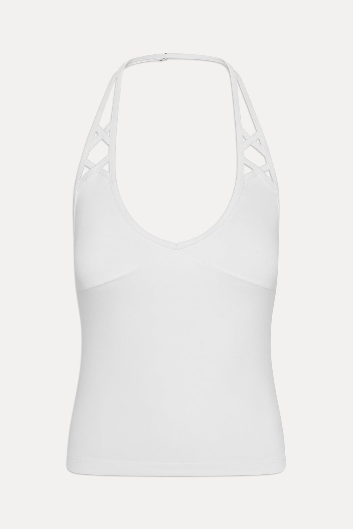 x JENNIE Nora Cotton Halter Top - Optic White | Frankies Bikinis