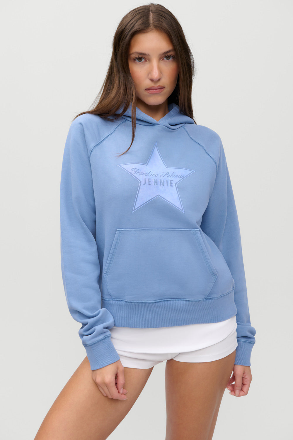x JENNIE Jane Cropped Terry Hoodie - Jennie Blue | Frankies Bikinis