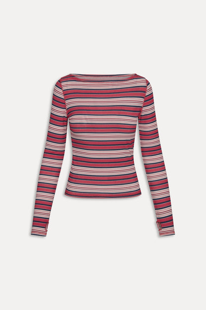 x JENNIE Sophie Long Sleeve Top - Sunset Stripe | Frankies Bikinis