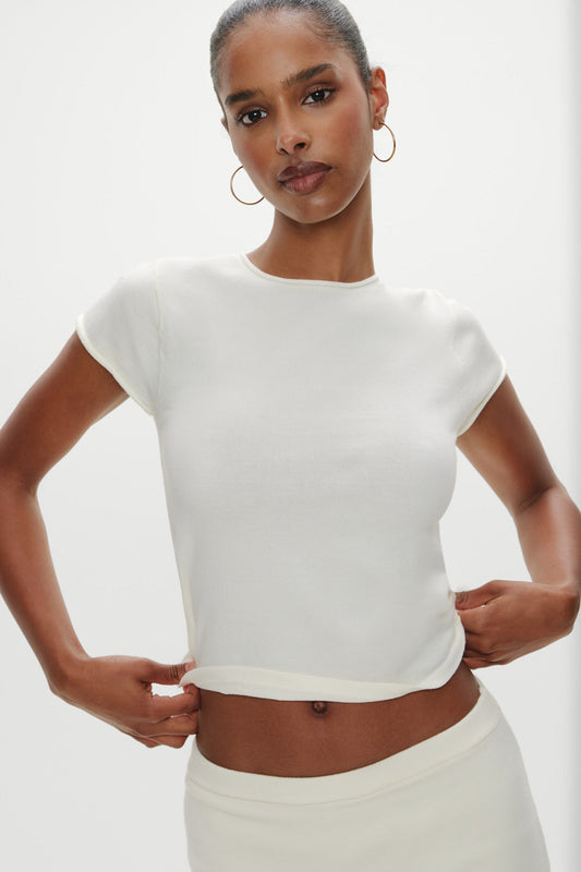 Baylee Knit Tee - Soft Vanilla | Frankies Bikinis