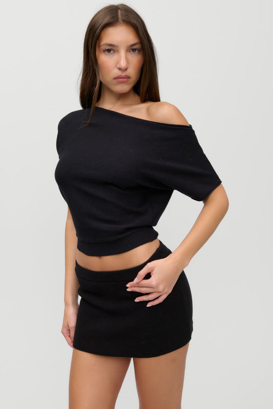 Montecito Boat Neck Knit Shirt - Black | Frankies Bikinis