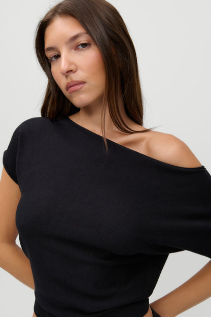 Montecito Boat Neck Knit Shirt - Black | Frankies Bikinis