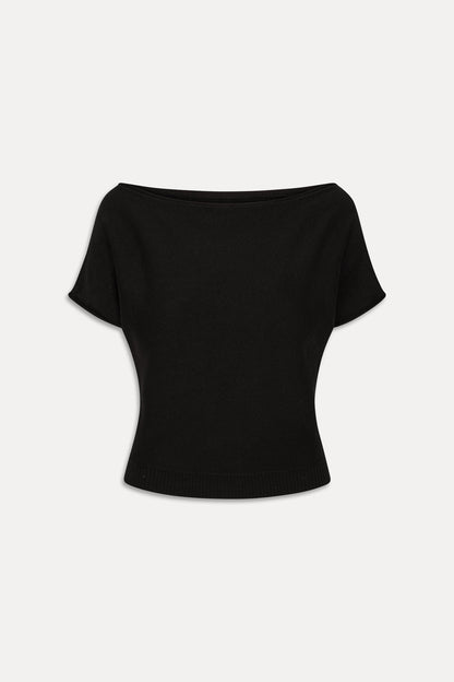 Montecito Boat Neck Knit Shirt - Black | Frankies Bikinis