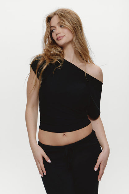 Montecito Boat Neck Knit Shirt - Black | Frankies Bikinis