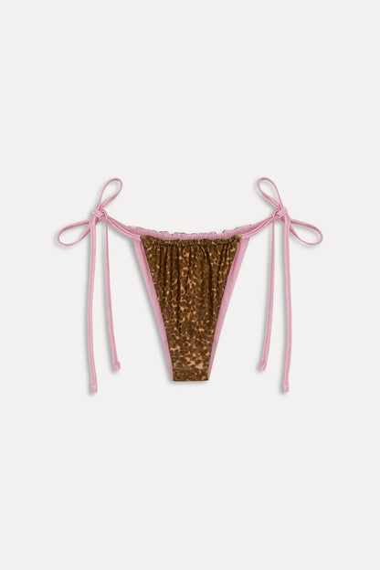 Tia Reversible Satin Bikini Bottom - Vintage Cheetah | Frankies Bikinis