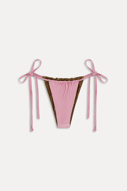 Tia Reversible Satin Bikini Bottom - Vintage Cheetah | Frankies Bikinis