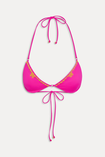 Amore Beaded Halter Bikini Top - Sea Star Pink | Frankies Bikinis