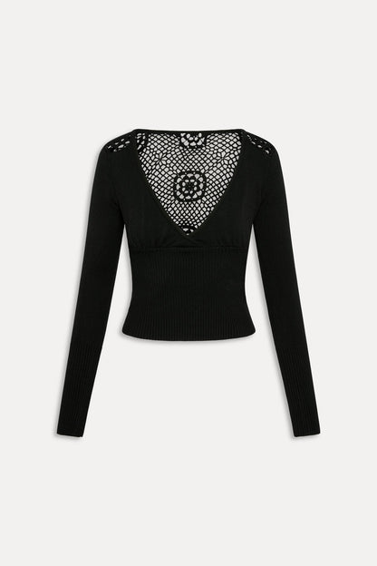 Arlo Crochet Knit Sweater - Black | Frankies Bikinis