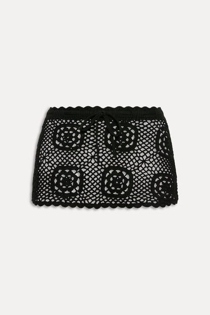 Arlo Crochet Mini Skirt - Black | Frankies Bikinis