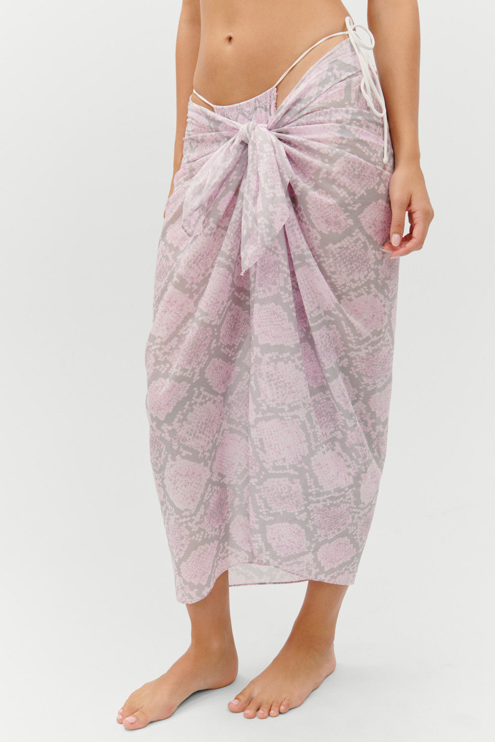 Alessia Cotton Sarong - Pink Python | Frankies Bikinis