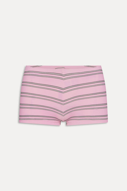 Paulina Cotton Booty Shorts - Pink Stripe | Frankies Bikinis